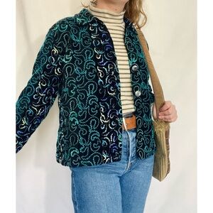 🦞3/$30🦞 Chico’s | Chenille Embroidered Swirl Pattern Button Down Jacket